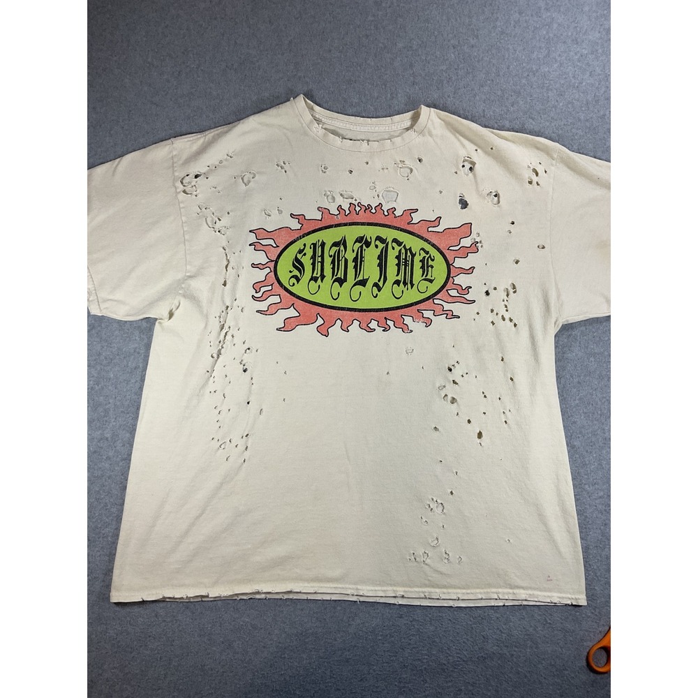 Sublime Band Tee Mens SM Cream Distressed Graphic T Lovin Is What I Got 1620